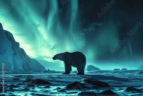 A polar bear in the ethereal glow of the Northern Lights © Veniamin Kraskov