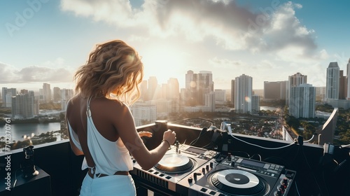 Sunrise Session: DJ Sets the Day's Tone Overlooking the Skyline
