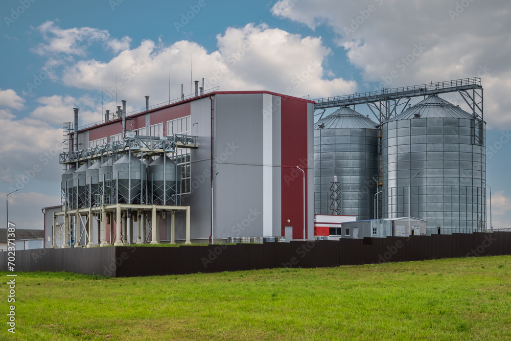 modern agro-processing plant for processing and silos for drying cleaning and storage of agricultural products, flour, cereals and grain