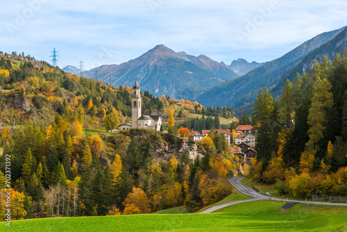Fototapeta Naklejka Na Ścianę i Meble -  Village of Village of Albula Alvra, Tiefencastel, Canton Graubünden, Switzerland