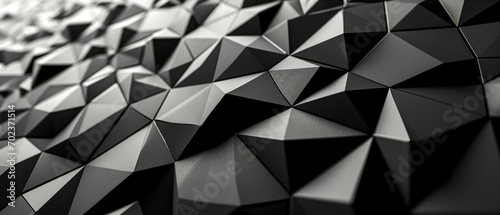 Dark geometric shapes with a textured, shimmering surface.
