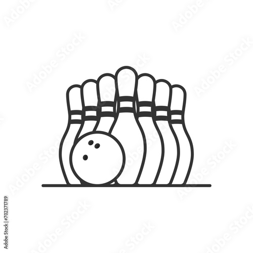 Bowling Ball With Bowling Pins Cartoon Vector Icon Illustration. Sport Object Icon Concept Isolated Premium Vector. Flat Cartoon Style