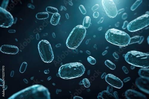 Escherichia coli bacterium, E.coli as part of intestinal normal flora. Bacteria outbreak and bacterial infection as a microscopic background. Dangerous disease strain, medical health risk concept 