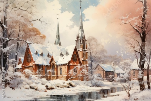 Snow-Covered Churches - Generative AI © Sidewaypics