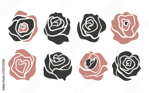 Abstract rose flowers vector clipart. Spring illustration.