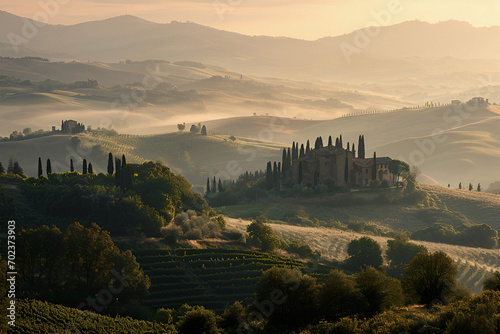 Dusk over the hills  inspired by the Tuscan countryside