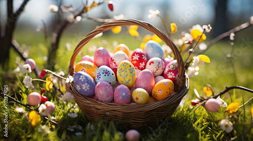 Easter Basket of Hand-Painted Eggs