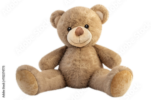 Cute brown teddy bear on transparent background  photo
