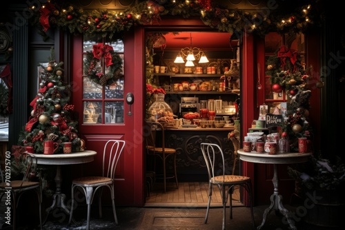 Christmas Coffee Shop - Generative AI photo
