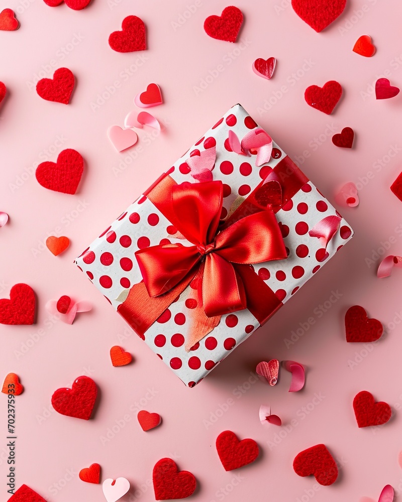 Valentine's Day Charm: Gift Box and Hearts on Pink Valentine's Day Charm: Gift Box and Hearts on Pink