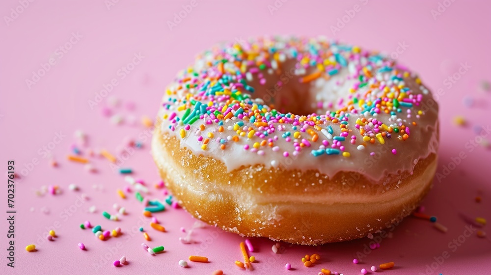 Sweet Indulgence: Glazed Donut with Colorful Sprinkles Sweet Indulgence: Glazed Donut with Colorful Sprinkles