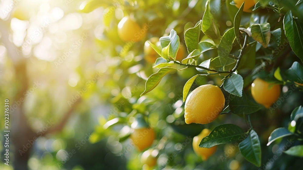 Sun-Kissed Orchard: Organic Lemons on Verdant Branches

