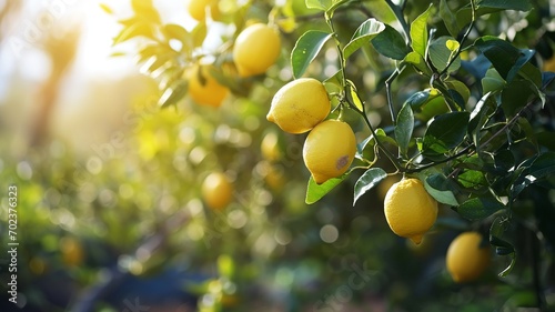 Sun-Kissed Orchard  Organic Lemons on Verdant Branches  