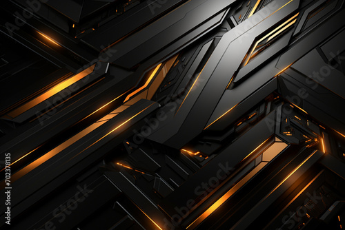 Dark Silver Black and Amber Technological Wallpaper