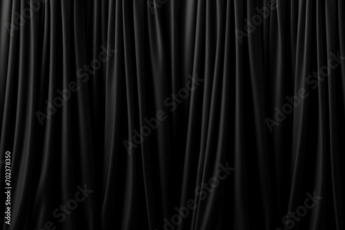 black window curtains with folds photo