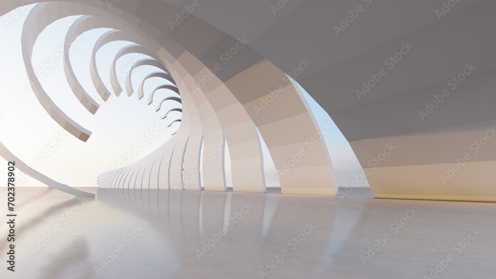 Obraz premium Architecture background arched interior 3d render