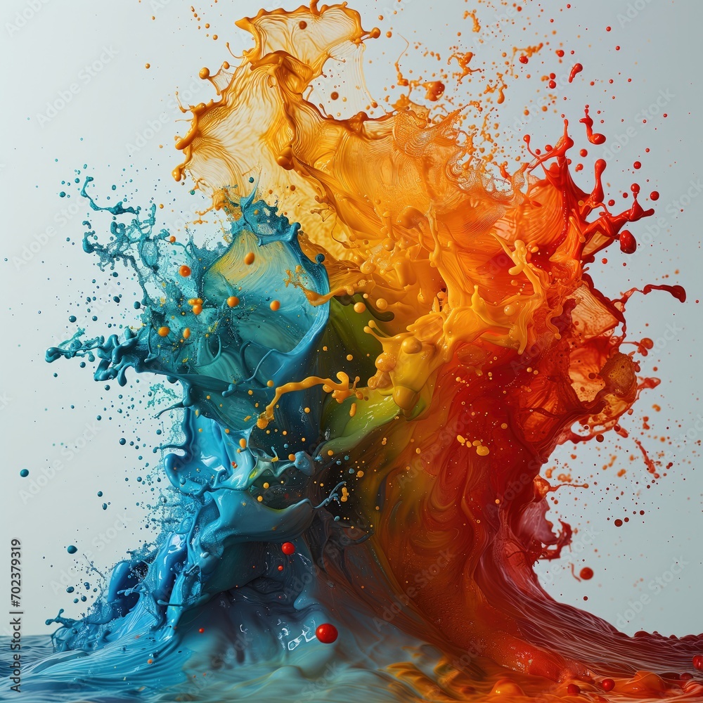 Colorful paint merging in water, close-up shot Colorful paint merging in water, close-up shot