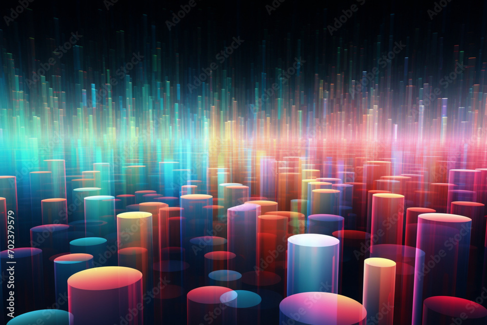 Fototapeta premium Abstract multi coloured cylinders. Cloud computing technology and innovation concept