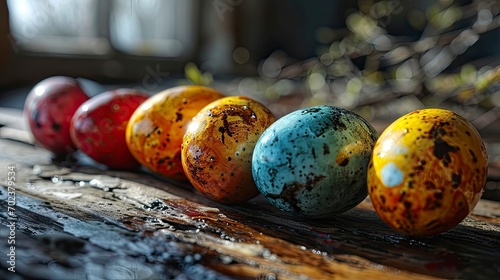 Painted Eggs Decorated By Various Colors, Background HD, Illustrations