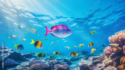 Fish swim in the Red Sea colorful fish