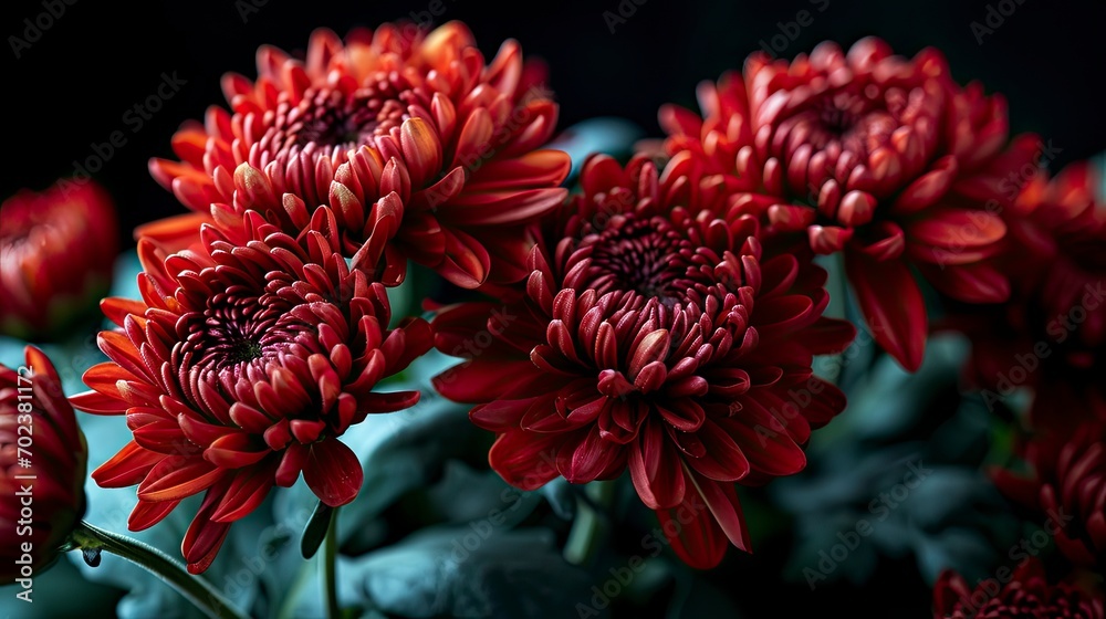 Red Hearts Fresh Fragrant Chrysanthemums, Background HD, Illustrations