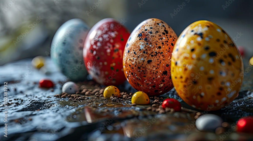 Set Colorful Easter Eggs On Gradient, Background HD, Illustrations