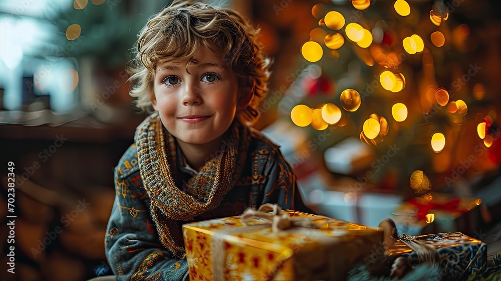 Smiling Boy Festive Box On Yellow, Background HD, Illustrations Smiling Boy Festive Box On Yellow, Background HD, Illustrations