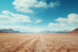 Dry Surface on a Desert with Endless Sky Blue