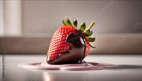 Chocolate-covered strawberry with a missing bite