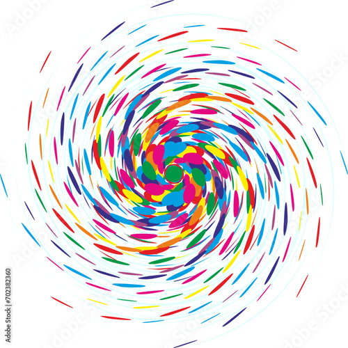 colorful swirl spiral. Points descending in size from largest to smallest. Modern and cheerful whirlwind