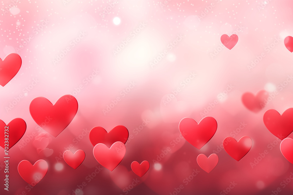 Valentines day background banner, abstract panorama background with red hearts, concept love