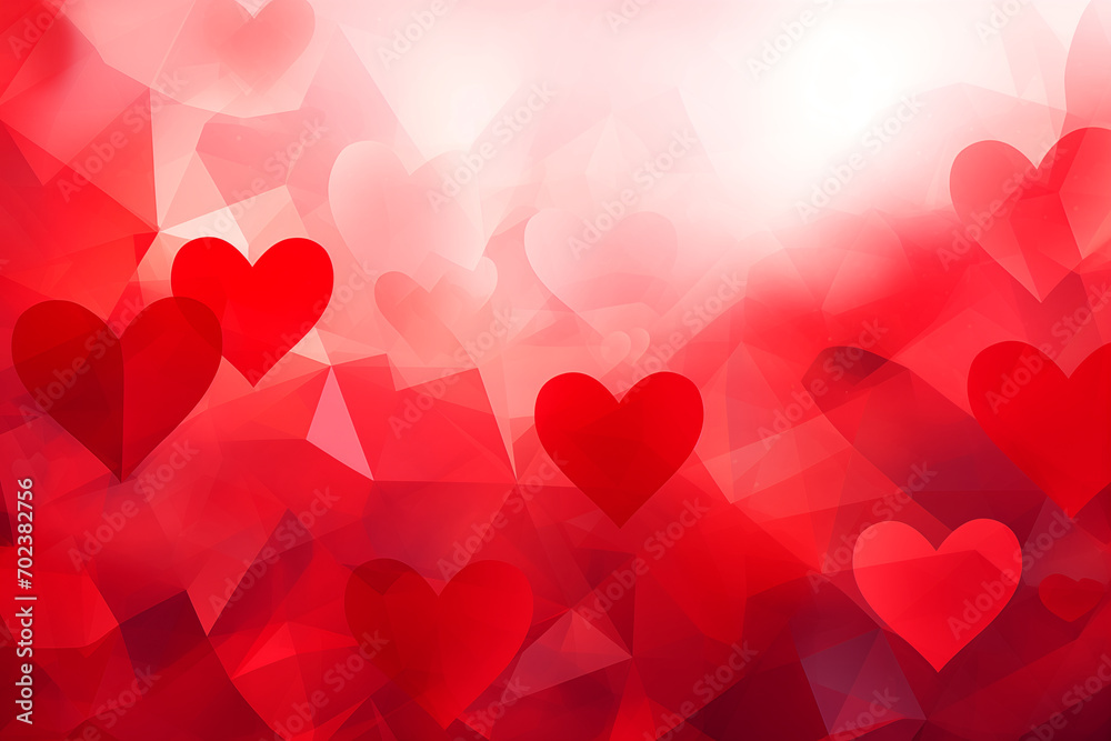 Valentines day background banner, abstract panorama background with red hearts, concept love