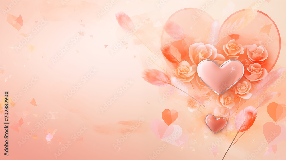 valentines day background, light orange and pale pink.