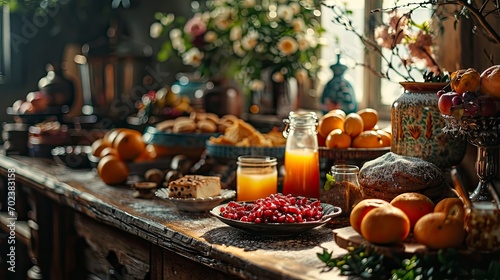 Sweets Snacks On Festive Table, Background HD, Illustrations