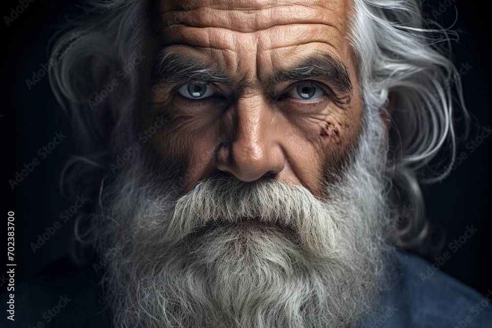 Elderly Man with White Beard and Intense Gaze Elderly Man with White Beard and Intense Gaze