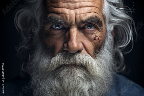 Elderly Man with White Beard and Intense Gaze