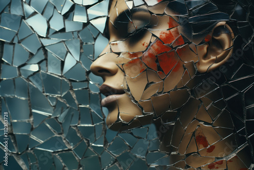 An image of a shattered mirror reflecting a unified image, embodying the paradox of fragmentation coexisting with unity. Generative Ai.