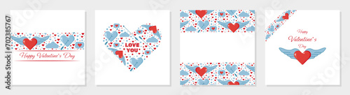 Valentine's day concept posters set. Big set valentine's cards. Romantic event celebration greeting cards. Cute love banners or greeting cards. Happy valentine design vector set.