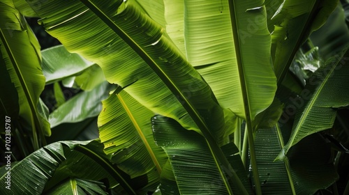 Banana Leaf Texture: An Abstract and Beautiful Background in Sunlit Green