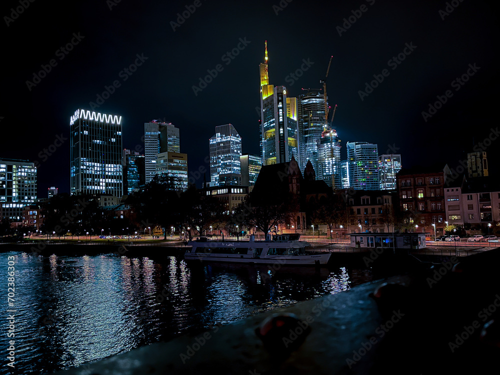 The beautiful skylines of Frankfurt at night