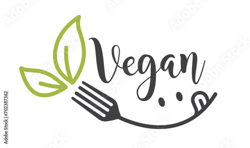 Vegan symbol, mouth-shaped fork with tongue.