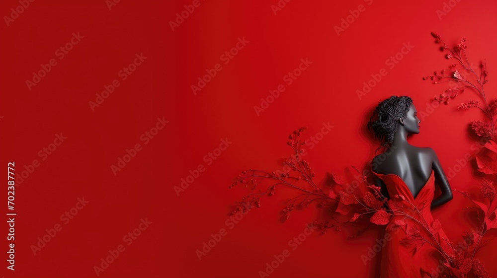 Fototapeta premium Happy Women's Day March 8 on a red background. space for text.