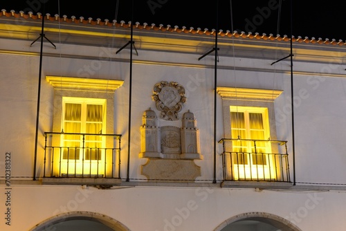 Plaza de la República iluminada por Navidad en Tavira, Algarve, Portugal photo