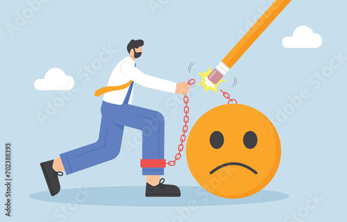 Freedom from Stressed burden, anxiety or negative thinking, anger or emotional causing problem, mental health or depression, overworked or overwhelmed concept,

