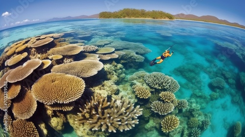 The great barrier reef Australia snorkel or dive. AI generated