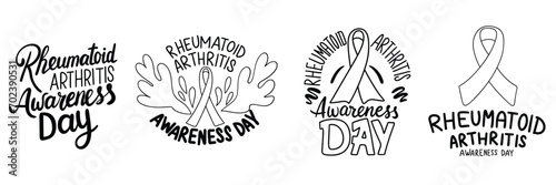 Collection of inscriptions Rheumatoid Arthritis Awareness Day. Handwriting lettering set Rheumatoid Arthritis Awareness Day. Hand drawn vector art.
