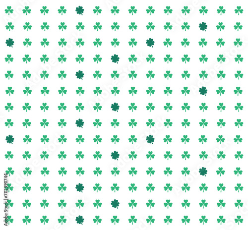 Pattern with green St. Patrick's Day lucky clover white background