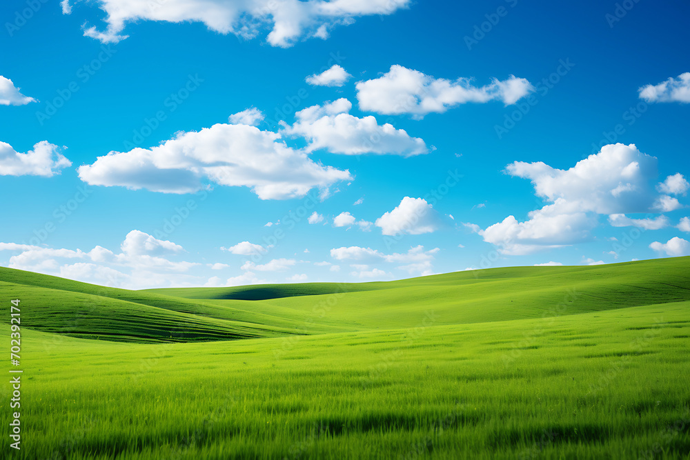 Spring Green Fields and Clear Blue Sky. Horizontal photo Spring Green Fields and Clear Blue Sky. Horizontal photo