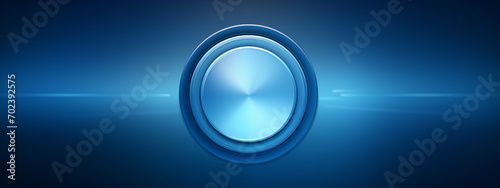 Shiny blue button centered on a gradient blue background photo