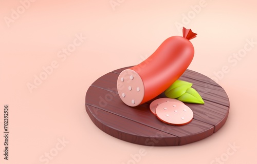 Isolated 3D Mortadella. 3D Illustration